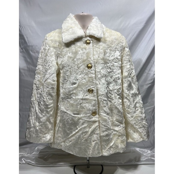Jackets & Blazers - Pacific Rose Cream Faux Fur‎ with Buttons Women's Jacket Small